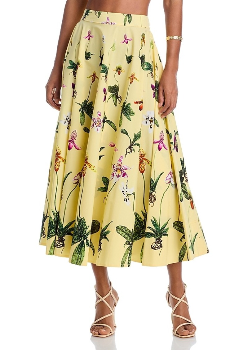 Oscar de la Renta Orchids Circle Skirt