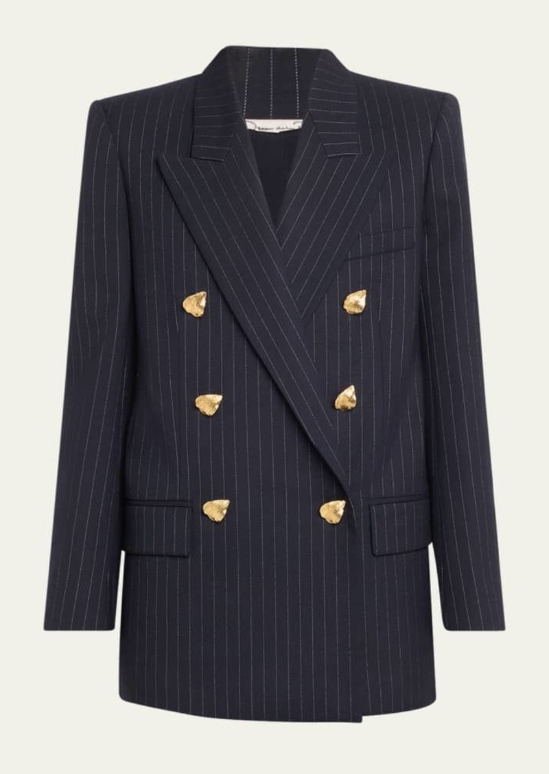 Oscar de la Renta Pinstripe Tailoring Jacket with Gold-Tone Buttons