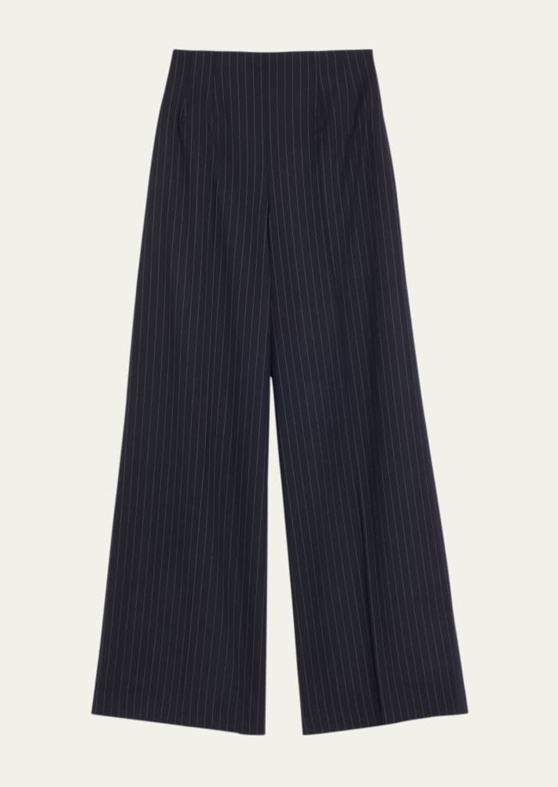 Oscar de la Renta Pinstripe Tailoring Wide-Leg Pants