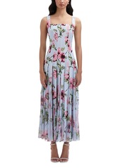 Oscar de la Renta Poppies Cady Godet Inset Dress