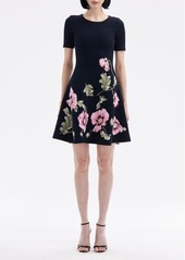 Oscar de la Renta Poppies Jacquard Sleeveless Fit & Flare Dress