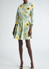 Oscar de la Renta Poppy Print Belted Shirtdress