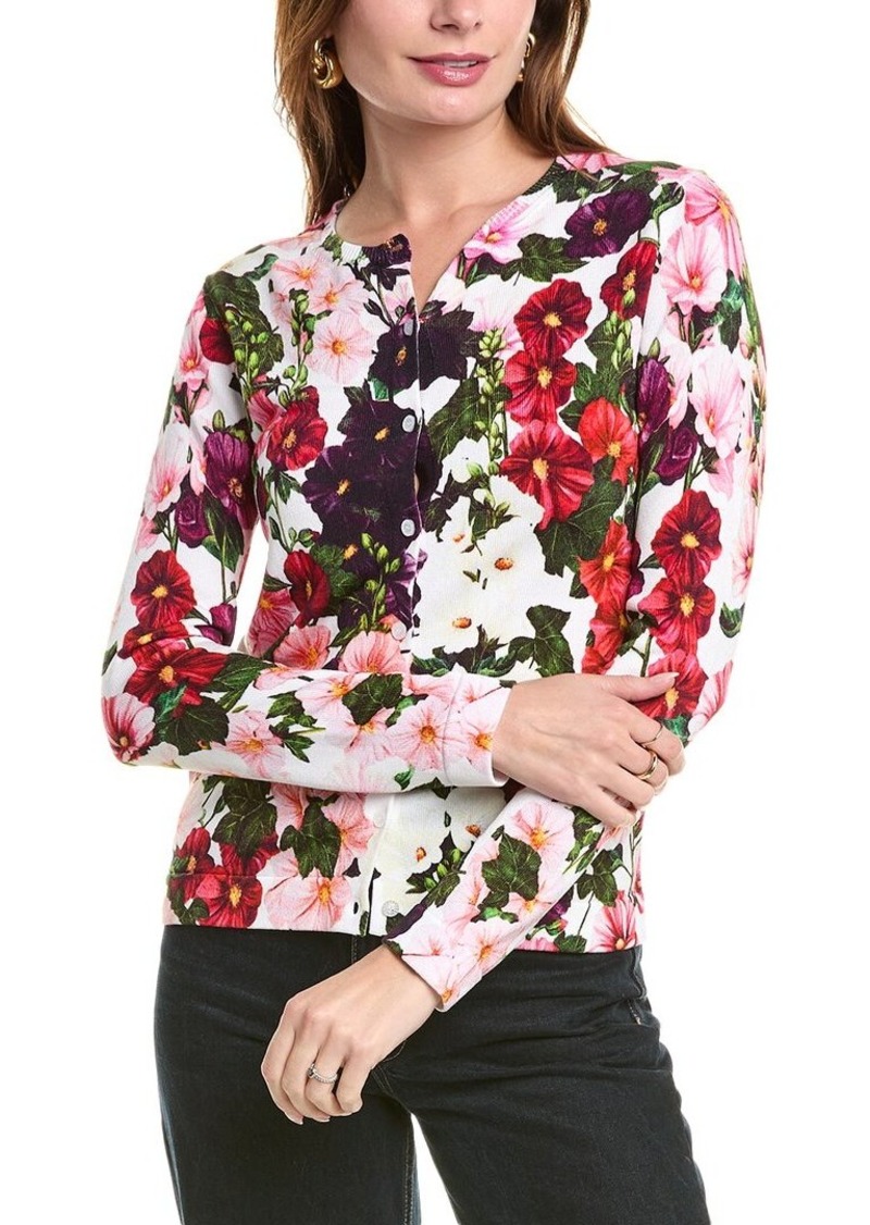 Oscar de la Renta Printed Hollyhocks Cardigan