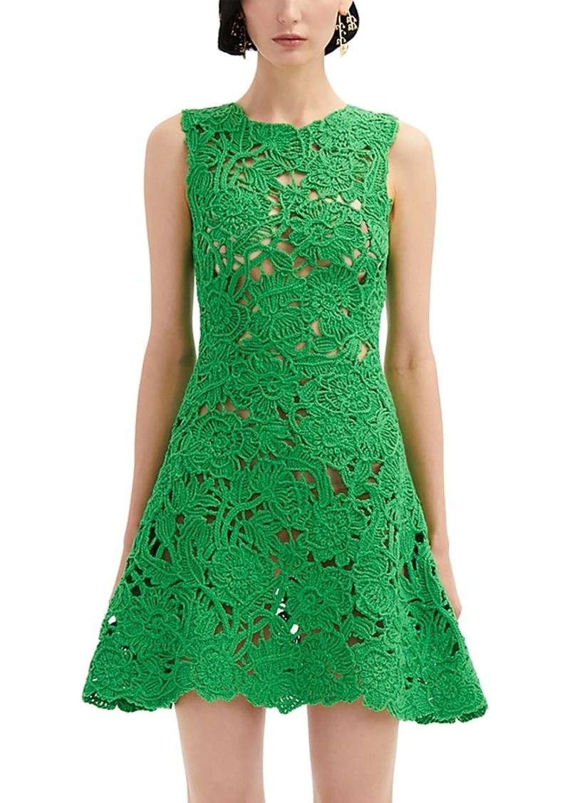 Oscar de la Renta Soutache Lace Sleeveless Dress