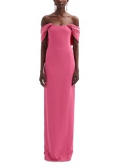 Oscar de la Renta Strapless Column Gown with Draped Detail