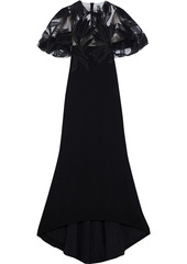Oscar De La Renta Woman Appliquéd Tulle-paneled Crepe Gown Black