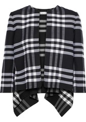 Oscar De La Renta Woman Asymmetric Checked Wool-blend Jacket Black