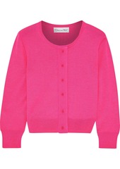 Oscar De La Renta Woman Cropped Cashmere And Silk-blend Cardigan Bright Pink