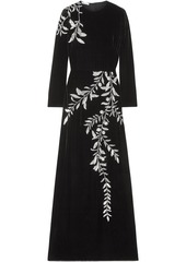 Oscar De La Renta Woman Crystal-embellished Velvet Gown Black