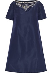 Oscar De La Renta Woman Embellished Silk-faille Mini Dress Indigo