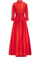 Oscar De La Renta Woman Belted Silk-taffeta Gown Tomato Red