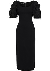 Oscar De La Renta Woman Floral-appliquéd Crepe Midi Dress Black