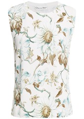 Oscar De La Renta Woman Floral-print Knitted Top Ivory