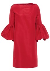 Oscar De La Renta Woman Fluted Bow-embellished Silk-faille Mini Dress Crimson