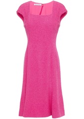 Oscar De La Renta Woman Fluted Cotton-blend Bouclé-tweed Dress Bright Pink