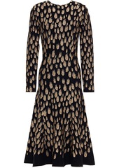 Oscar De La Renta Woman Fluted Metallic Jacquard-knit Midi Dress Black