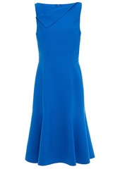 Oscar De La Renta Woman Fluted Wool-blend Crepe Dress Cobalt Blue