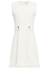 Oscar De La Renta Woman Frayed Metallic Bouclé-tweed Dress White
