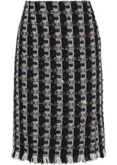 Oscar De La Renta Woman Frayed Sequin-embellished Tweed Skirt Black