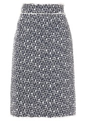 Oscar De La Renta Woman Frayed Tweed Skirt Navy