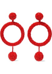 Oscar De La Renta Woman Gold-tone Beaded Hoop Earrings Red