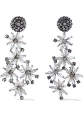 Oscar De La Renta Woman Gold-tone Crystal And Bead Earrings Black