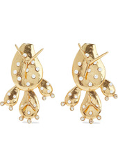 Oscar De La Renta Woman Gold-tone Crystal And Faux Pearl Clip Earrings Gold