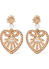 Oscar De La Renta Woman Gold-tone Faux Pearl And Crystal Clip Earrings Gold