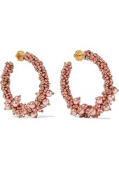Oscar De La Renta Woman Gold-tone Faux Pearl Bead And Crystal Earrings Baby Pink
