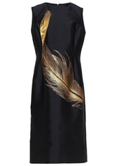 Oscar De La Renta Woman Metallic Embroidered Taffeta Midi Dress Black