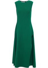 Oscar De La Renta Woman Paneled Wool-blend Crepe Midi Dress Green