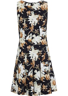Oscar de la Renta - Pleated floral-print crepe dress - Black - US 8