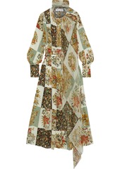 Oscar De La Renta Woman Pleated Floral-print Silk-chiffon Midi Dress Sage Green