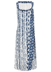 Oscar de la Renta - Pleated printed crepe de chine midi dress - Blue - US 0