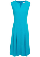 Oscar De La Renta Woman Pleated Wool-blend Crepe Dress Turquoise