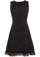 Oscar De La Renta Woman Sequin-embellished Metallic Bouclé Mini Dress Black