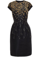 Oscar De La Renta Woman Sequin-embellished Silk-faille Dress Black