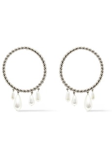 Oscar De La Renta Woman Silver-tone Faux Pearl Hoop Earrings Silver