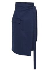 Oscar De La Renta Woman Stretch-cotton Gabardine Midi Wrap Skirt Navy