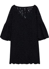 Oscar De La Renta Woman Tie-back Cotton-blend Corded Lace Mini Dress Black
