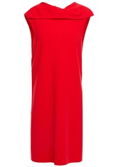 Oscar De La Renta Woman Tie-neck Draped Wool-blend Crepe Mini Dress Tomato Red