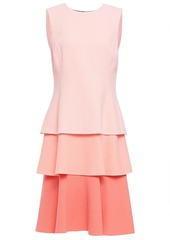 Oscar De La Renta Woman Tiered Color-block Wool-blend Crepe Dress Pastel Pink