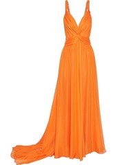 Oscar De La Renta Woman Twisted Gathered Silk Gown Orange