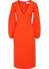 Oscar De La Renta Woman Gathered Wool-blend Dress Bright Orange