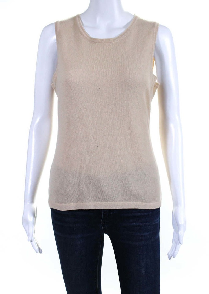 Oscar de la Renta Womens Brown Cashmere Crew Neck Sleeveless Tank Top