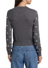 Oscar de la Renta Pearl Cabochon Wool Sweater