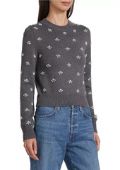 Oscar de la Renta Pearl Cabochon Wool Sweater