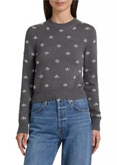 Oscar de la Renta Pearl Cabochon Wool Sweater