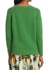 Oscar de la Renta Pineapple-Embroidered Sweater