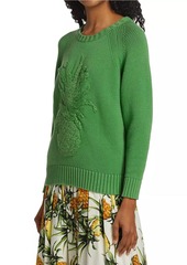 Oscar de la Renta Pineapple-Embroidered Sweater